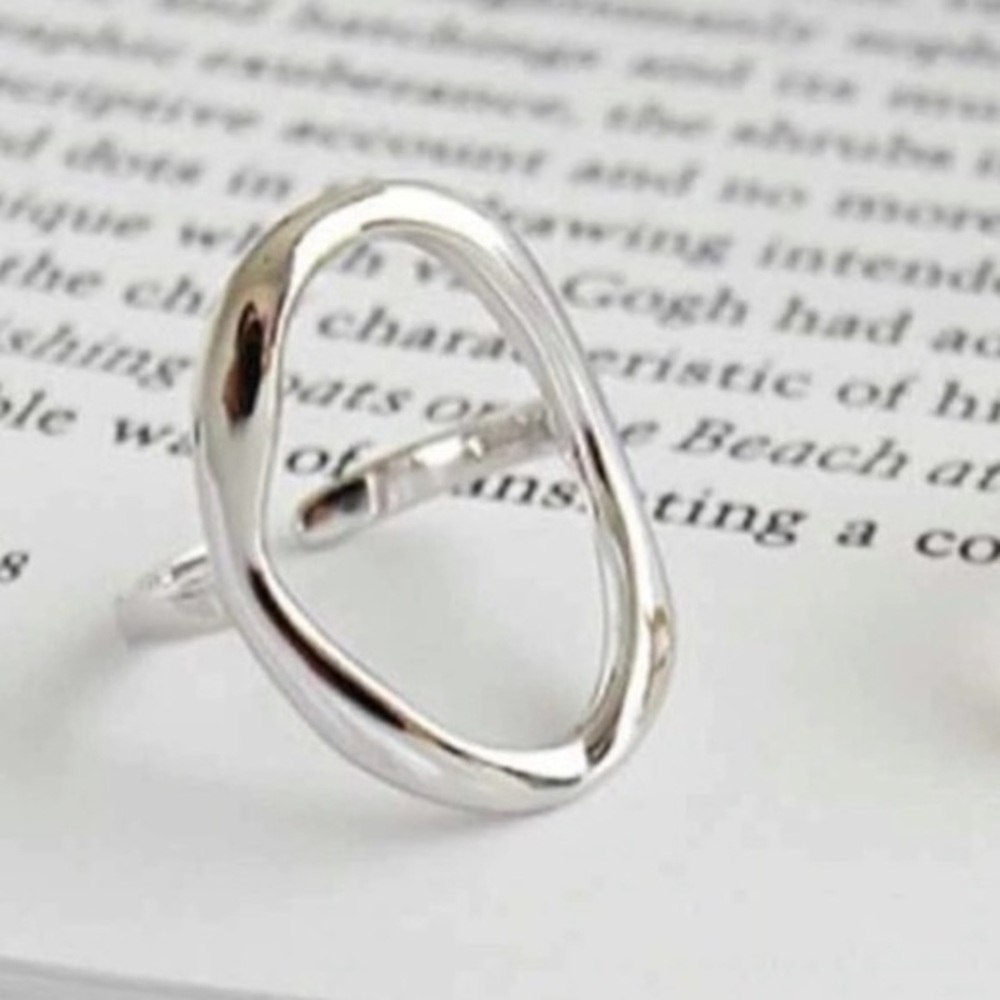 925 Silver Oval Ring geo ring karma